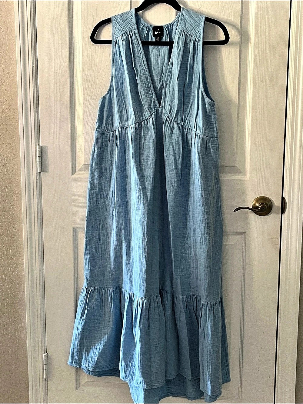 Echo Gauze Midi Dress Swim Cover-Up Cotton Blue Large